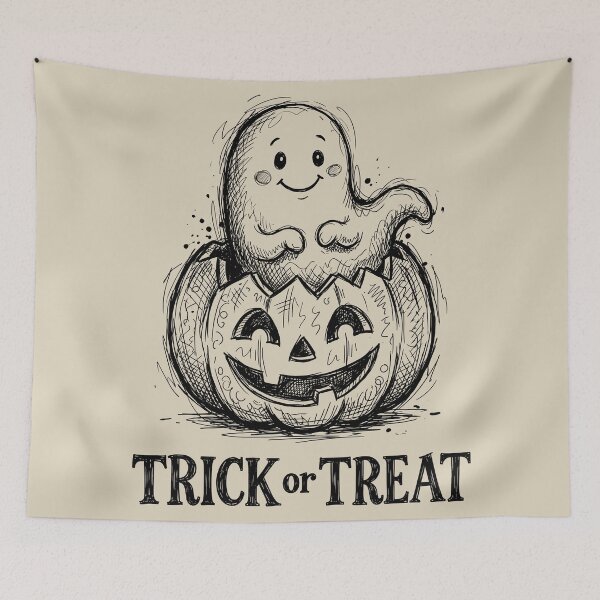 Item preview, Pumpkin Friend - Spooky Cute Ghost designed and sold by bapupa.