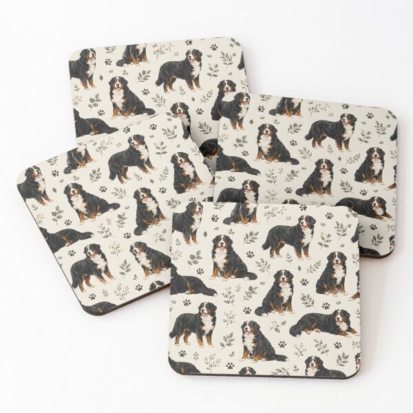 Item preview, Bernese Mountain Dog Watercolor Floral Seamless Pattern designed and sold by blankTeeShirt.
