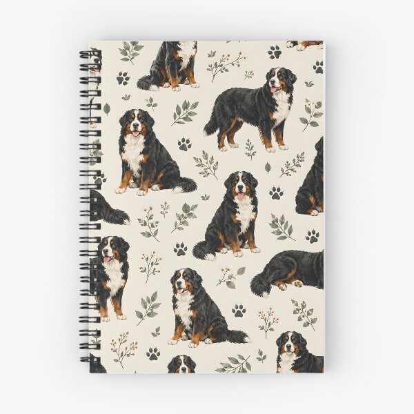 Item preview, Bernese Mountain Dog Watercolor Floral Seamless Pattern designed and sold by blankTeeShirt.