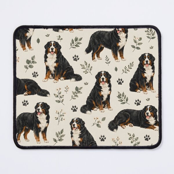 Item preview, Bernese Mountain Dog Watercolor Floral Seamless Pattern designed and sold by blankTeeShirt.