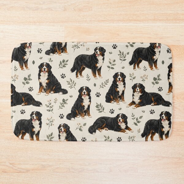 Item preview, Bernese Mountain Dog Watercolor Floral Seamless Pattern designed and sold by blankTeeShirt.