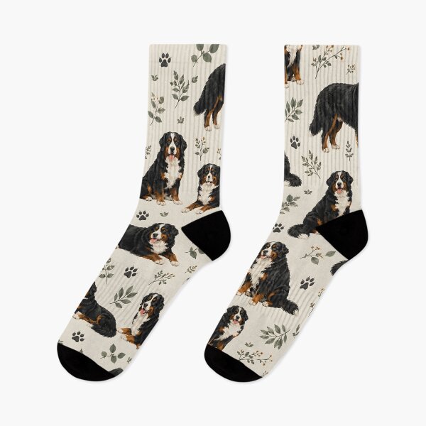 Item preview, Bernese Mountain Dog Watercolor Floral Seamless Pattern designed and sold by blankTeeShirt.