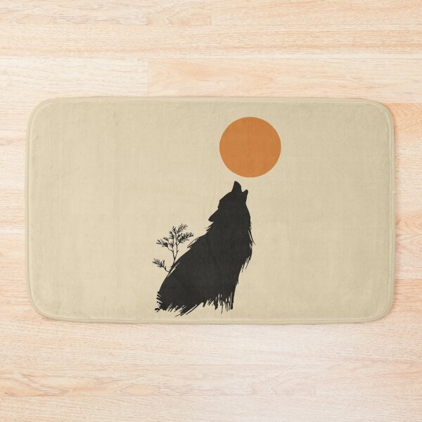 Item preview, Sumi-e Wolf Moon Art | Minimalist Japanese Ink Wash designed and sold by AbderraimArt.
