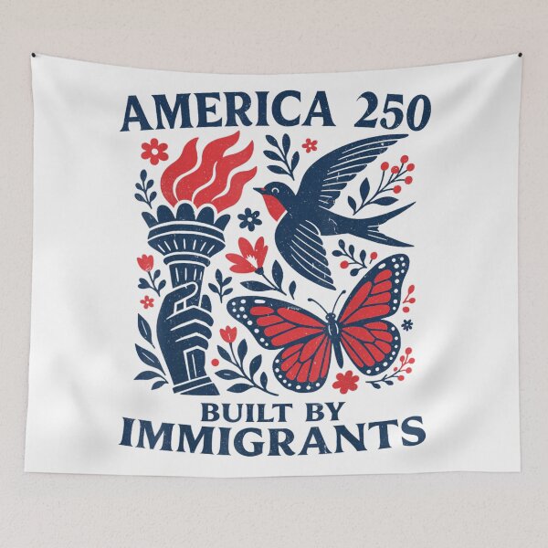 Item preview, America 250 Built By Immigrants Semiquincentennial Freedom Torch Folk designed and sold by LizzyKeiko.