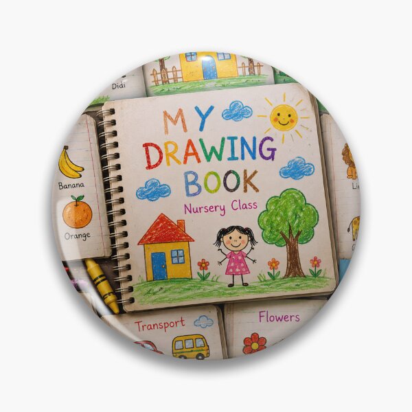 Item preview, Nursery Drawing Book Archive | Colorful Hand Drawn Childhood Art Collage designed and sold by AwesomeDigiShop.