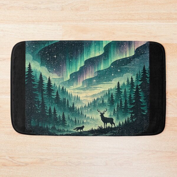 Item preview, Aurora Borealis Deer | Northern Lights Forest Art | Mystical Nature Wildlife designed and sold by irfanshikh.