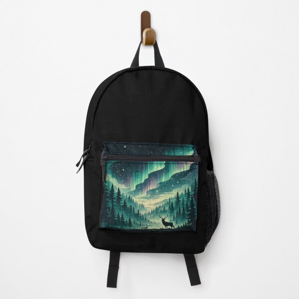 Item preview, Aurora Borealis Deer | Northern Lights Forest Art | Mystical Nature Wildlife designed and sold by irfanshikh.