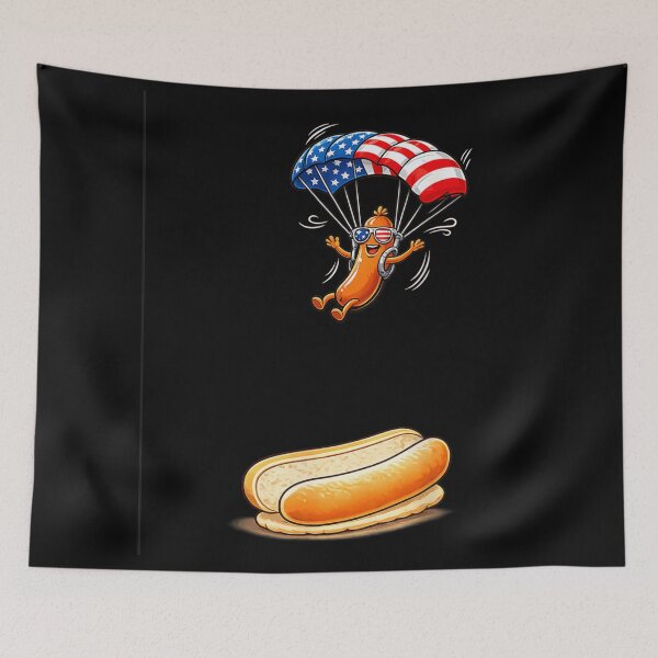 Item preview, Patriotic Hot Dog Skydiving US Flag Parachute Funny 4th July designed and sold by LizzyKeiko.