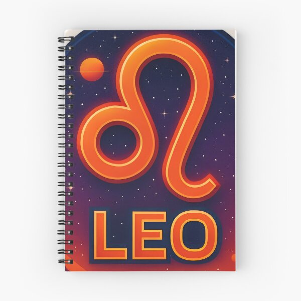 Item preview, Retro Leo Zodiac Sign Neon Orange Galaxy Badge Art designed and sold by Zodiac Celestial Art.
