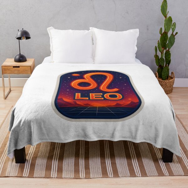 Item preview, Retro Leo Zodiac Sign Neon Orange Galaxy Badge Art designed and sold by Zodiac Celestial Art.