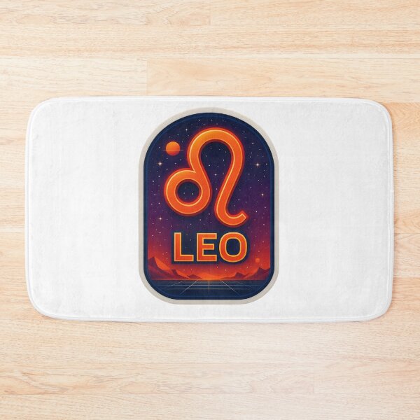 Item preview, Retro Leo Zodiac Sign Neon Orange Galaxy Badge Art designed and sold by Zodiac Celestial Art.