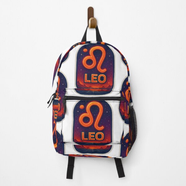Item preview, Retro Leo Zodiac Sign Neon Orange Galaxy Badge Art designed and sold by Zodiac Celestial Art.