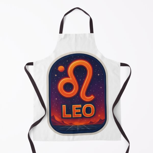Item preview, Retro Leo Zodiac Sign Neon Orange Galaxy Badge Art designed and sold by Zodiac Celestial Art.