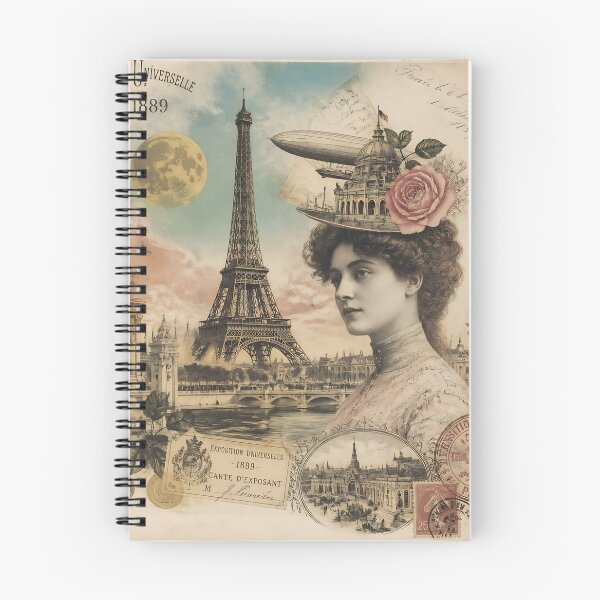 Item preview, Vintage Paris Exposition Universelle 1889 Collage With Eiffel Tower Woman And Retro Postage designed and sold by LisaMise.