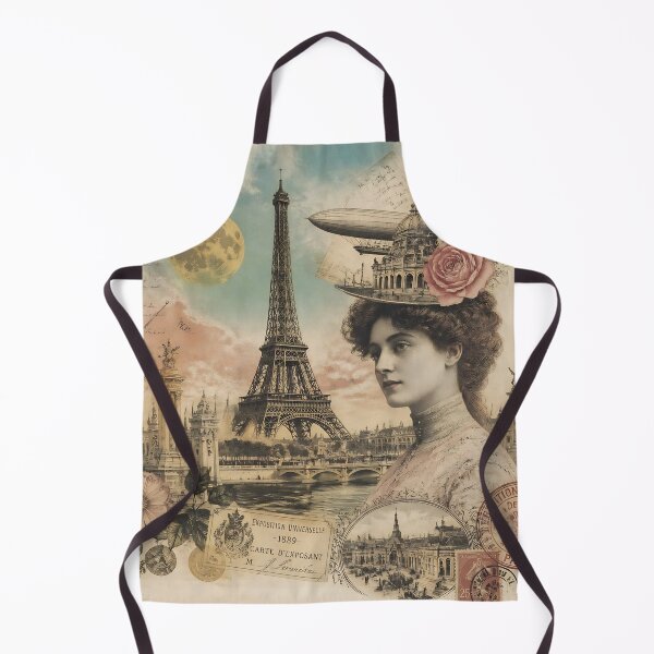 Item preview, Vintage Paris Exposition Universelle 1889 Collage With Eiffel Tower Woman And Retro Postage designed and sold by LisaMise.