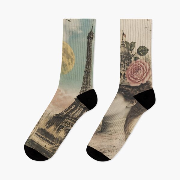 Item preview, Vintage Paris Exposition Universelle 1889 Collage With Eiffel Tower Woman And Retro Postage designed and sold by LisaMise.