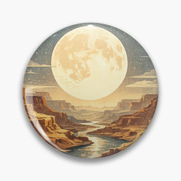 Item preview, Retro Moonlit Canyon Landscape Vintage Nature Poster designed and sold by irfanshikh.