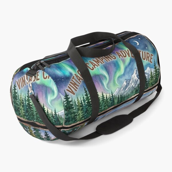 Item preview, Vintage Camping Adventure Watercolor Panels Retro Camper Tent Northern Lights designed and sold by PACS0011.
