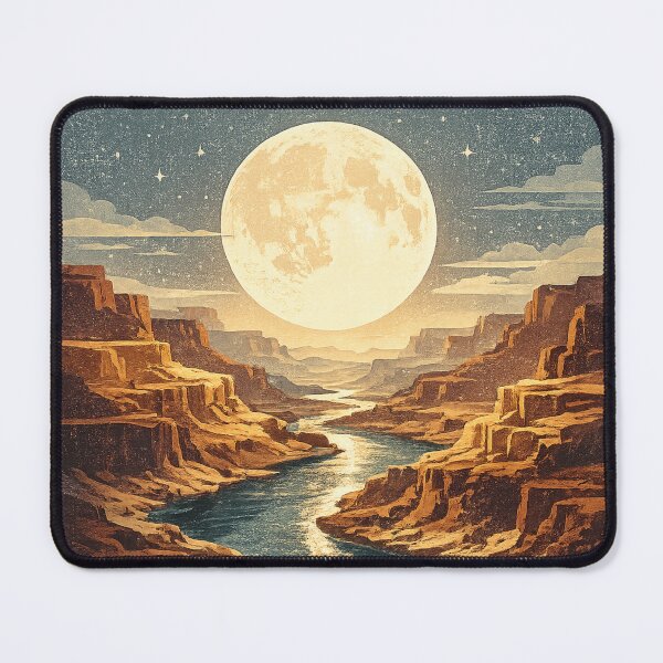Item preview, Retro Moonlit Canyon Landscape Vintage Nature Poster designed and sold by irfanshikh.