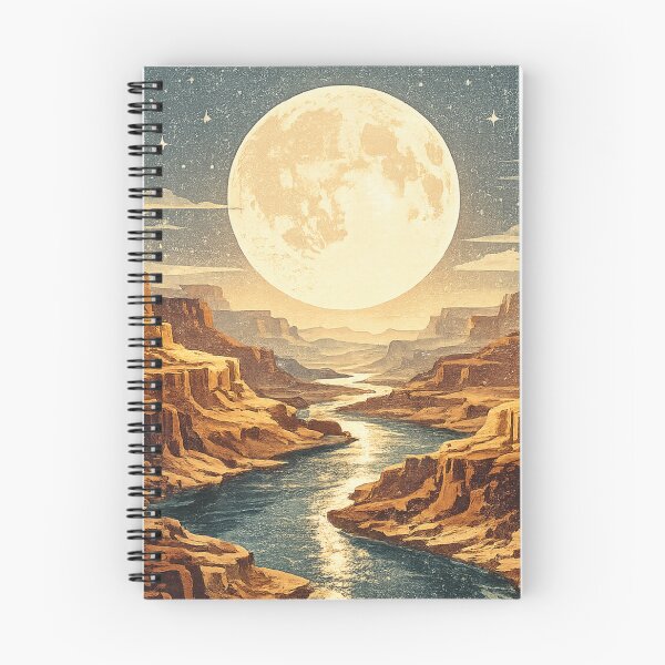 Item preview, Retro Moonlit Canyon Landscape Vintage Nature Poster designed and sold by irfanshikh.