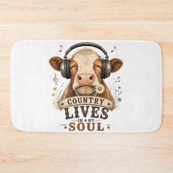 Item preview, Country Lives in My Soul – Cow with Headphones Music Design designed and sold by MarekoraStudio.