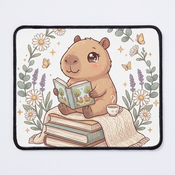 Item preview, Cute Capybara Reading a Book Kawaii Book Lover Animal Sticker Cozy Reading T-Shirt designed and sold by Him0227.