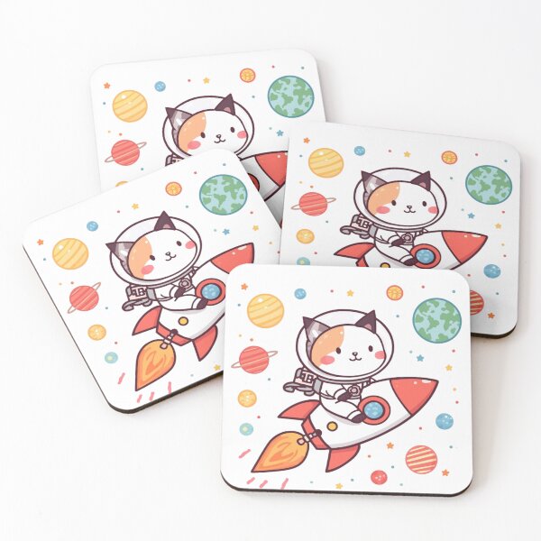 Item preview, Cute Space Cat Astronaut on Rocket  designed and sold by redblink store.