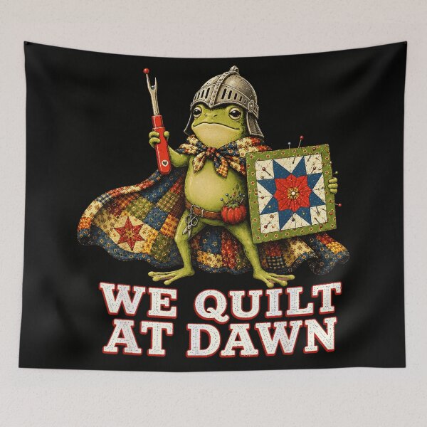 Item preview, Cute Frog Knight We Quilt At Dawn Funny Quilting Lovers Gift designed and sold by MassonCalepon.
