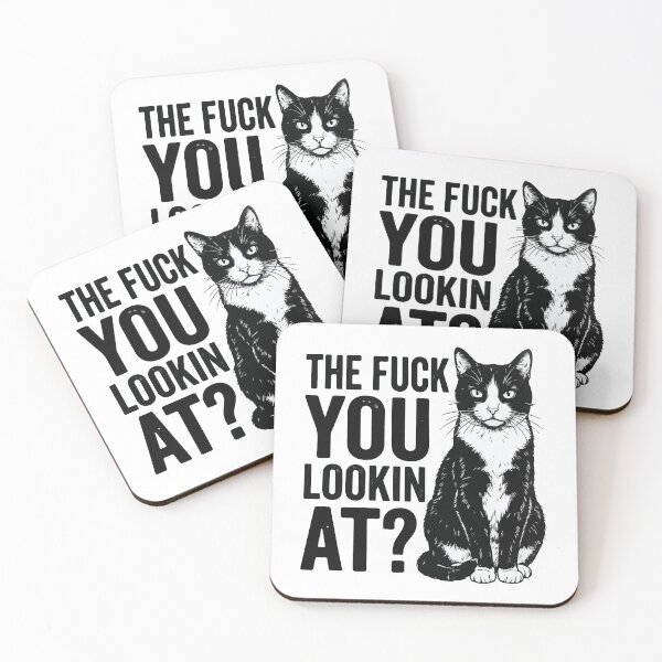Item preview, Funny Tuxedo Cat Staring - The Fuck You Lookin At Adult Humor Quote designed and sold by raedattia.