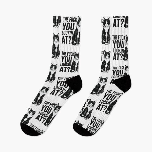Item preview, Funny Tuxedo Cat Staring - The Fuck You Lookin At Adult Humor Quote designed and sold by raedattia.