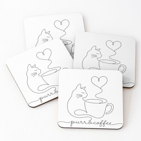 Item preview, Purr & Coffee | Minimalist Cat Line Art designed and sold by Little Moments Co..