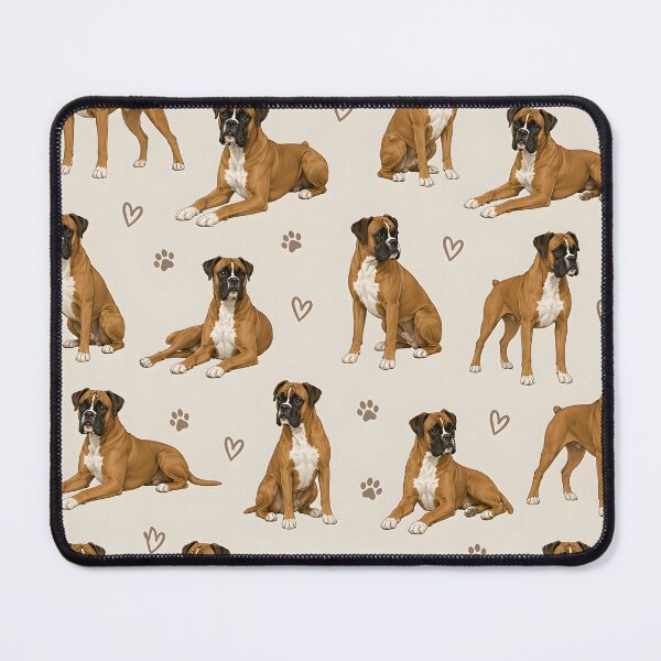 Item preview, Boxer Dog Seamless Pattern with Hearts & Paw Prints designed and sold by blankTeeShirt.