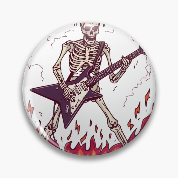 Item preview, Skeleton Playing Electric Guitar with Flames designed and sold by redblink store.