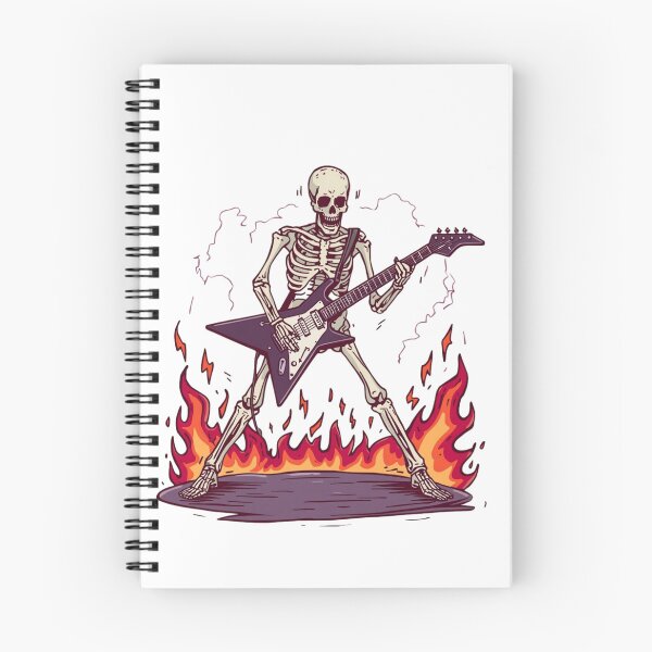 Item preview, Skeleton Playing Electric Guitar with Flames designed and sold by redblink store.