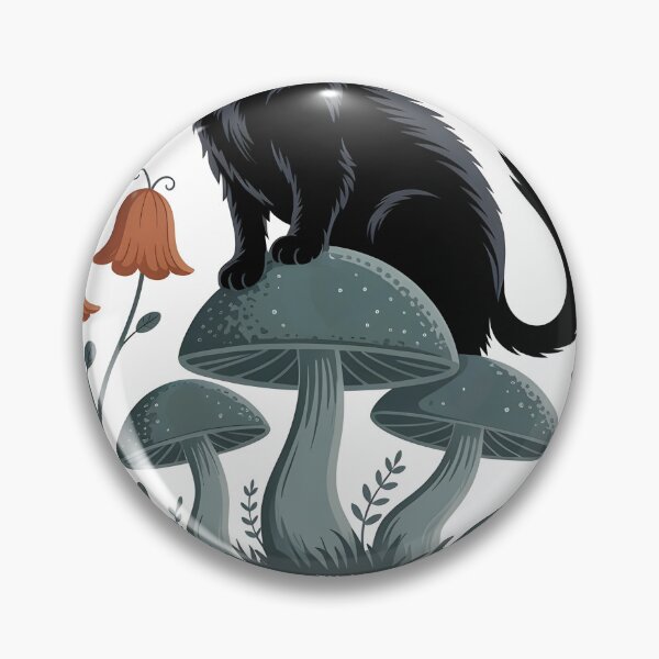 Item preview, Black Cat: Guardian of the Night, Cat on Mushrooms designed and sold by BobaTeeStore.