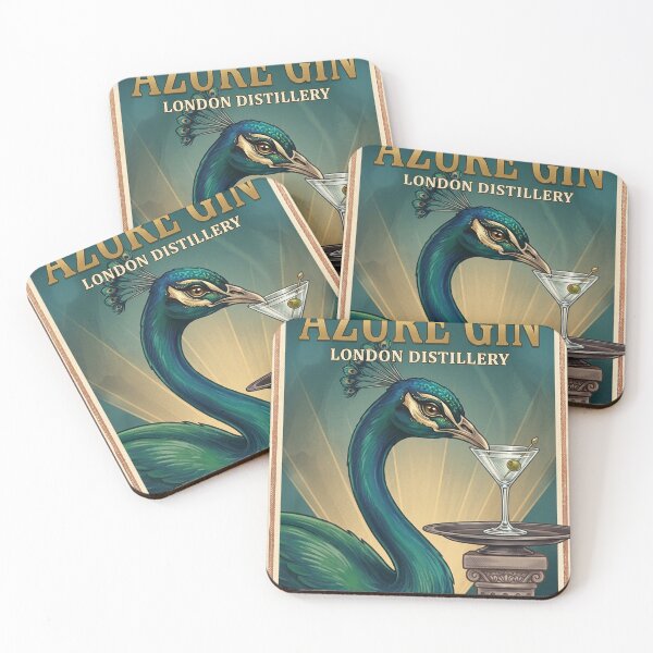 Item preview, Azure Gin Art Deco Peacock Poster designed and sold by clarencestew.