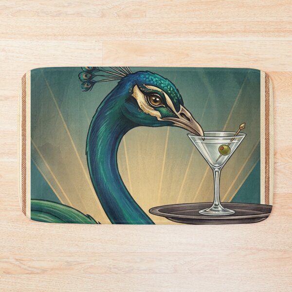 Item preview, Azure Gin Art Deco Peacock Poster designed and sold by clarencestew.