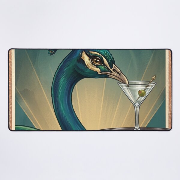 Item preview, Azure Gin Art Deco Peacock Poster designed and sold by clarencestew.