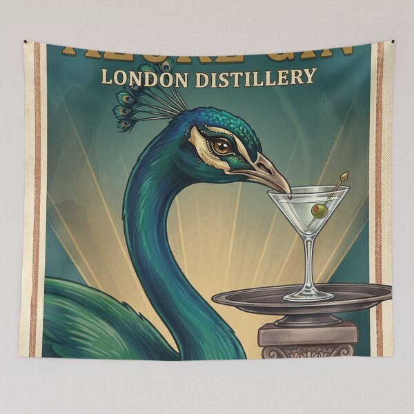 Item preview, Azure Gin Art Deco Peacock Poster designed and sold by clarencestew.