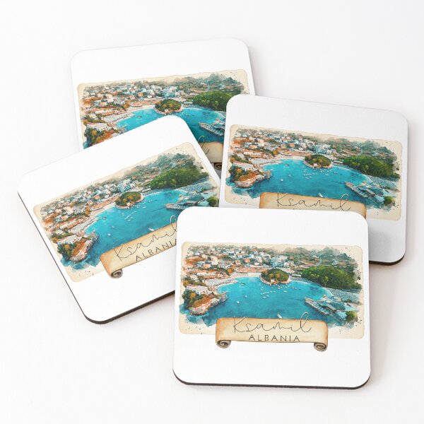 Item preview, ksamil albania watercolor travel art designed and sold by Anna Sacha.