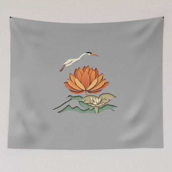 Item preview, Elysium Echoes | Crane, Lotus & Mountain 01 designed and sold by Shift-Bloom.