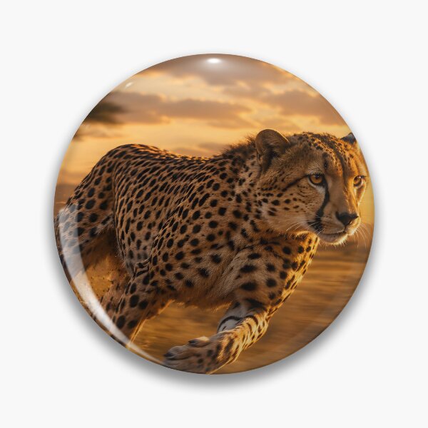 Item preview, Cheetah Running Wild On African Savanna Sunset designed and sold by SavannaCanvas.