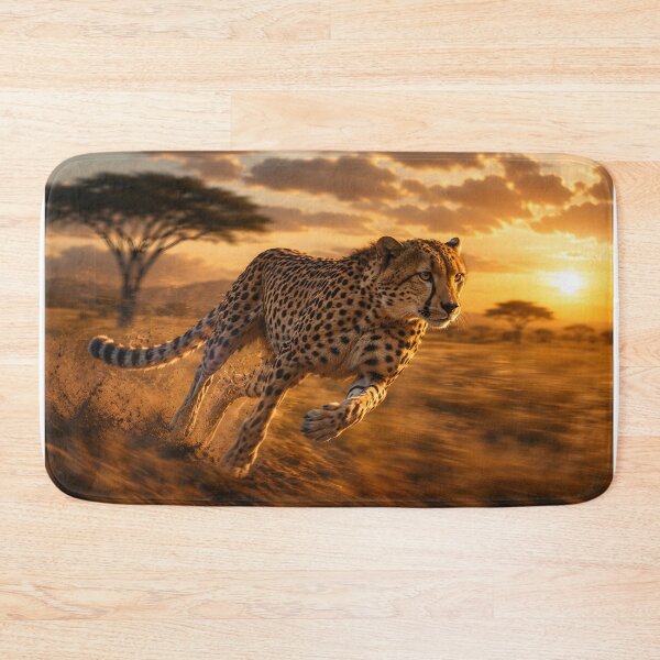 Item preview, Cheetah Running Wild On African Savanna Sunset designed and sold by SavannaCanvas.