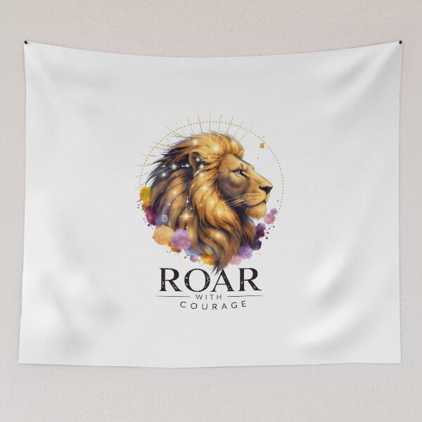 Item preview, Roar With Courage Leo Lion Watercolor Gold Art designed and sold by Zodiac Celestial Art.