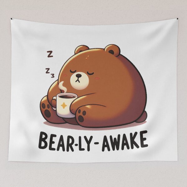 Item preview, Bearly Awake Funny Bear And Coffee designed and sold by FurAndFlaireg.