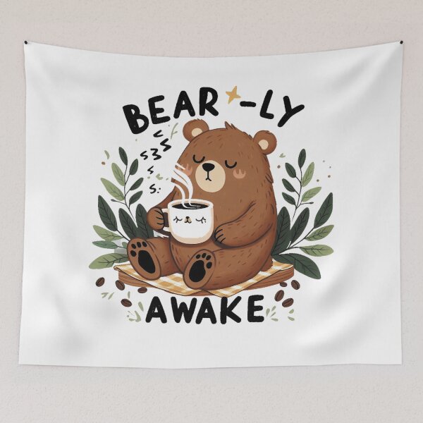 Item preview, Bearly Awake Funny Bear And Coffee designed and sold by FurAndFlaireg.