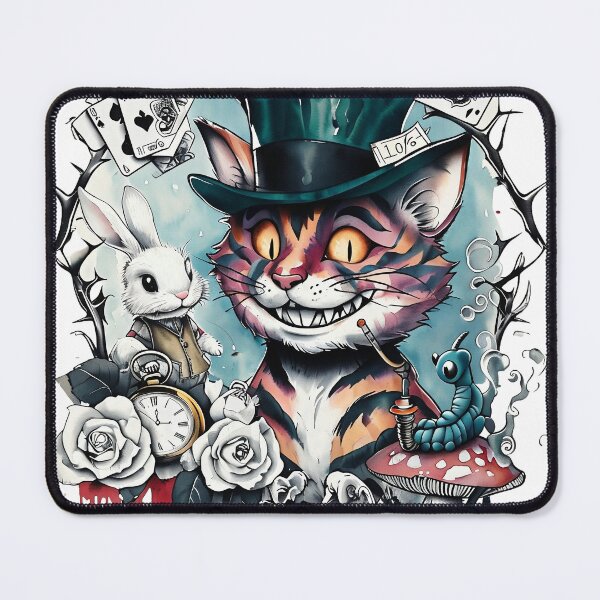 Item preview, Mad Hatter Cheshire Cat Tattoo Design designed and sold by ArtisticDesignsbyLinda.
