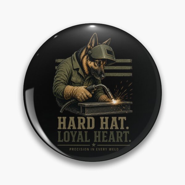 Item preview, Hard Hat Loyal Heart German Shepherd Welder Vintage Blue Collar Design designed and sold by RusticMeadow.