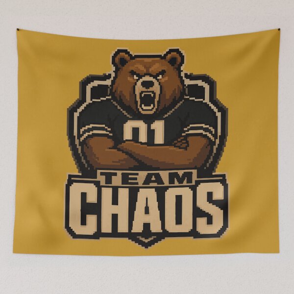 Item preview, Team Chaos Varsity Bear Mascot | Retro Pixel Arcade Sports designed and sold by AbderraimArt.