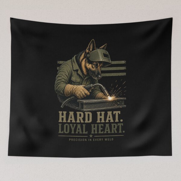 Item preview, Hard Hat Loyal Heart German Shepherd Welder Vintage Blue Collar Design designed and sold by RusticMeadow.